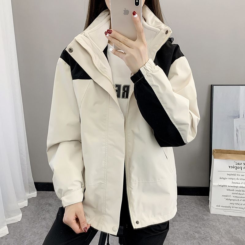 衝鋒衣三合一加厚oversize秋季女裝冬季外套女春秋款2023新款風衣