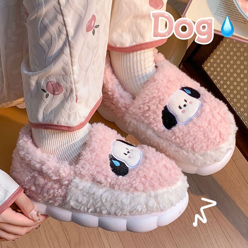 Cotton slippers ladies autumn and winter 2023 new indoor home confinement cute plush slippers women's outerwear in winter