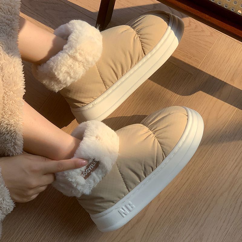 Cotton slippers women's winter waterproof home thick-soled plus velvet bag with student dormitory cute indoor and outdoor wear warm cotton shoes