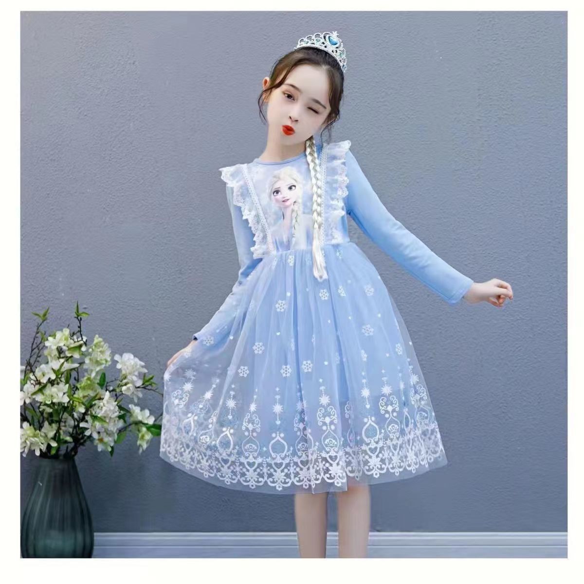 Elsa Princess Dress Elsa Dress Frozen Birthday Gift Hard Lolita Children's Dress Western Style