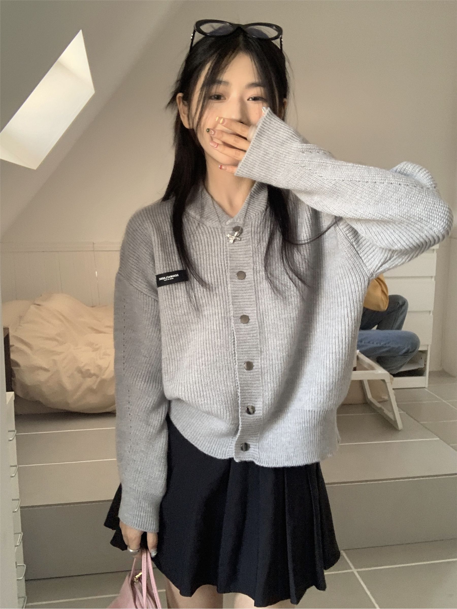 韓版寬鬆顯瘦慵懶風軟糯女秋季小眾設計氣質時髦炸街針織開衫上衣