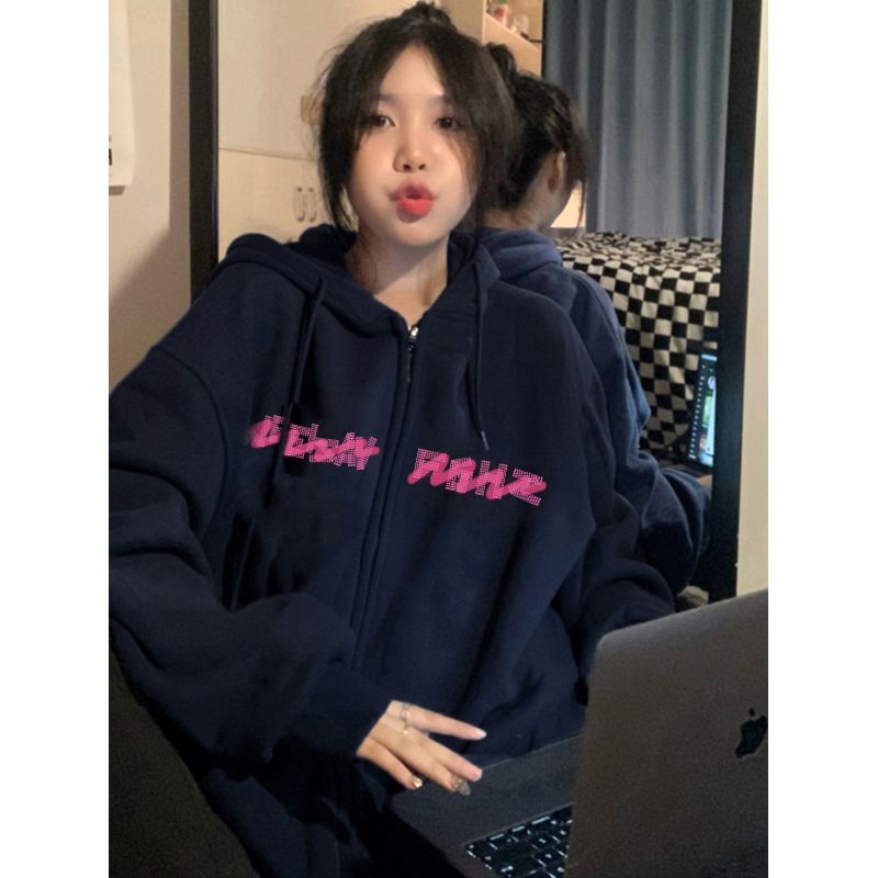 秋季開衫衛衣女潮牌美式設計感寬鬆oversize別致小眾外套長袖上衣
