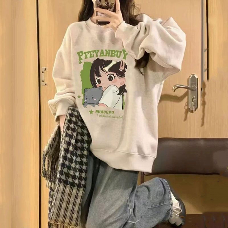 美式hiphop衛衣女春秋oversize潮牌無帽薄款外套寬鬆慵懶chic上衣