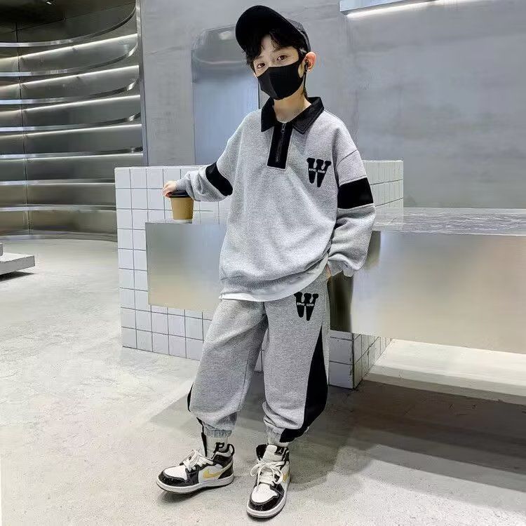 Children's clothing boys' autumn clothing set  new style medium and large children's boys' fashionable sports spring and autumn two-piece set Korean version