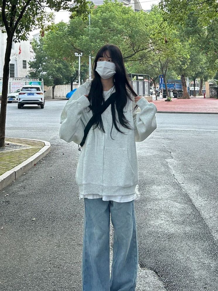 衛衣外套女春秋薄款韓系開衫2023新款薄款慵懶風oversize運動套裝
