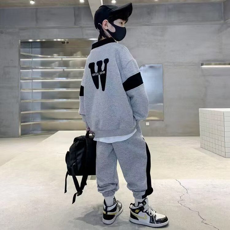 Children's clothing boys' autumn clothing set  new style medium and large children's boys' fashionable sports spring and autumn two-piece set Korean version