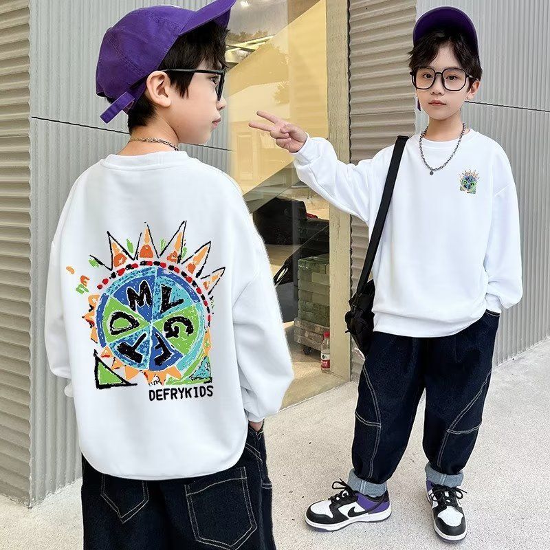 2023 New Boys Autumn Clothes Spring Autumn 2023 New Boys Long Sleeve Autumn Boys Big Children Children's Tops Fashionable