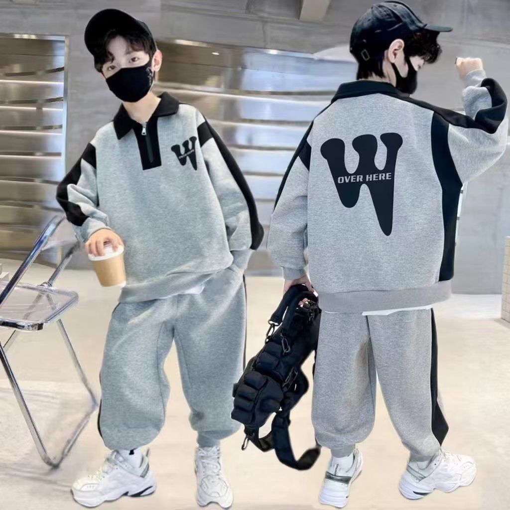 Children's clothing boys' autumn clothing set  new style medium and large children's boys' fashionable sports spring and autumn two-piece set Korean version