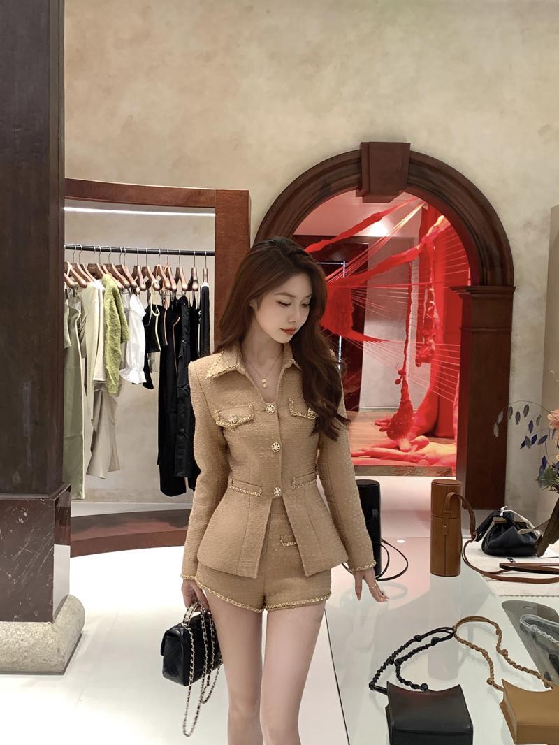 氣質名媛小香風套裝女裝秋冬時尚新款收腰顯瘦外套短褲一整套潮流