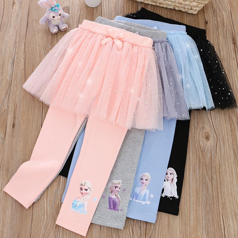  new autumn Korean style girls' skirt pants mesh baby girl trousers leggings Princess Elsa