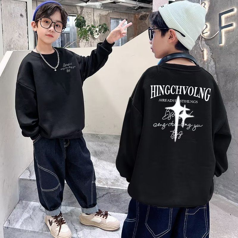  New Boys Autumn Clothes Spring Autumn  New Boys Long Sleeve Autumn Boys Big Children Children's Tops Fashionable