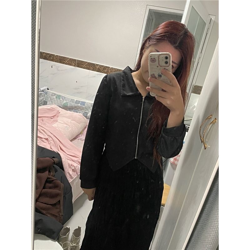 時尚簡約純色長袖拉鏈襯衫女韓版小眾氣質百搭休閒大碼女裝上衣服