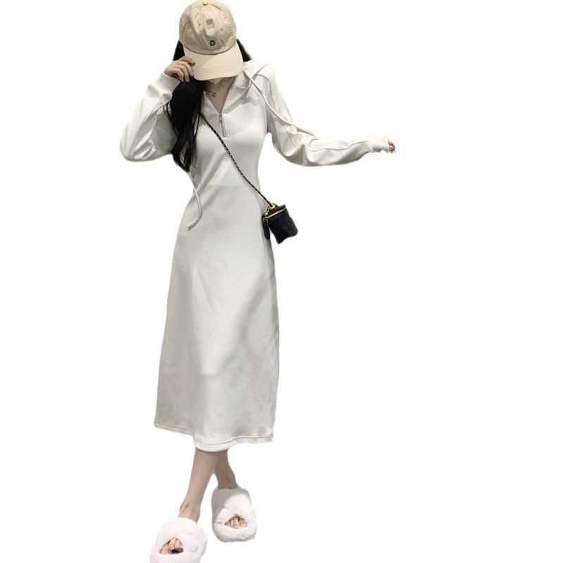 French style sweatshirt dress early autumn 2023 new women's long skirt with coat and bottoming long skirt