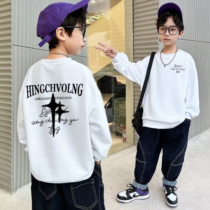  New Boys Autumn Clothes Spring Autumn  New Boys Long Sleeve Autumn Boys Big Children Children's Tops Fashionable