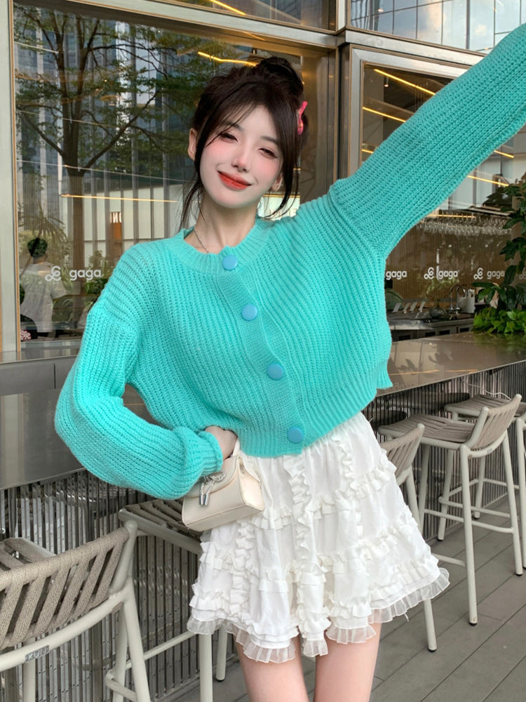 多巴胺穿搭毛衣開衫外套女秋冬小個子高級感超好看小香風針織上衣