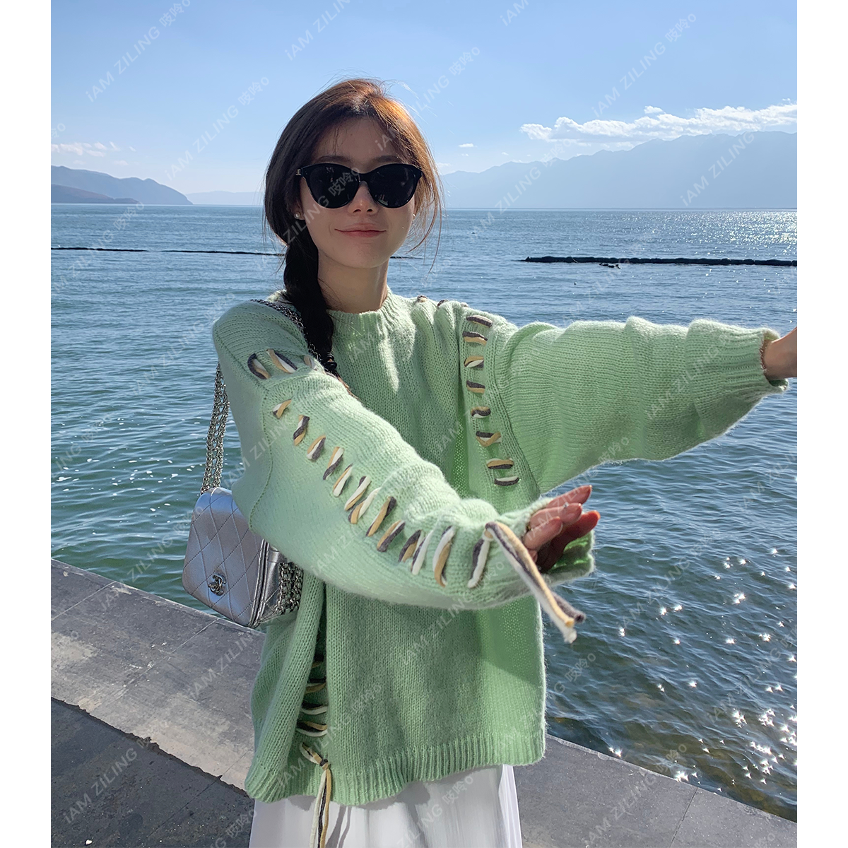 慵懶風圓領毛衣女2023年秋冬新款法式小眾設計感奶系溫柔上衣ins