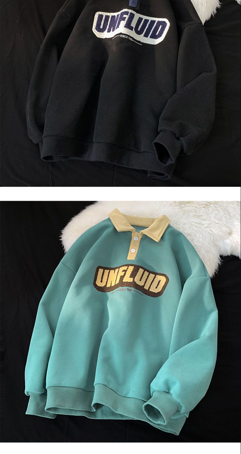 Herren Polo Sweatshirt Bestickt Locker Geschnitten Für Den Herbst_voghion.com