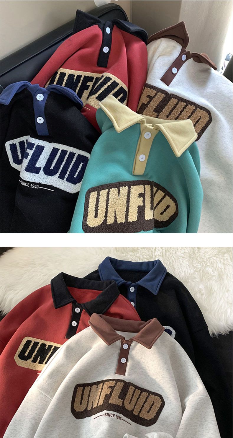 Herren Polo Sweatshirt Bestickt Locker Geschnitten Für Den Herbst_voghion.com