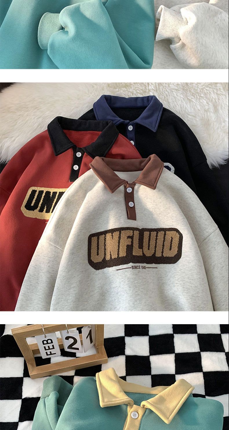 Herren Polo Sweatshirt Bestickt Locker Geschnitten Für Den Herbst_voghion.com