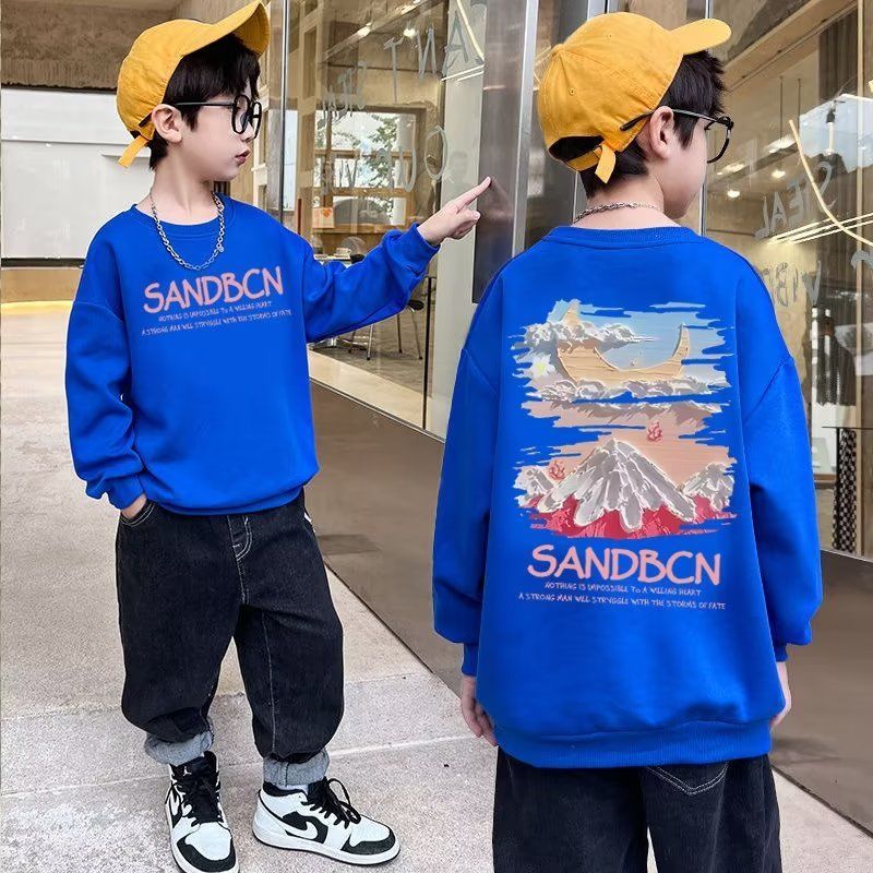  New Boys Autumn Clothes Spring Autumn  New Boys Long Sleeve Autumn Boys Big Children Children's Tops Fashionable