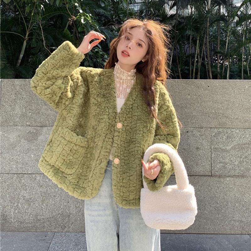 韓系棉服冬天外套女新款仿羊羔毛小香風短款棉襖秋季2023新款女裝