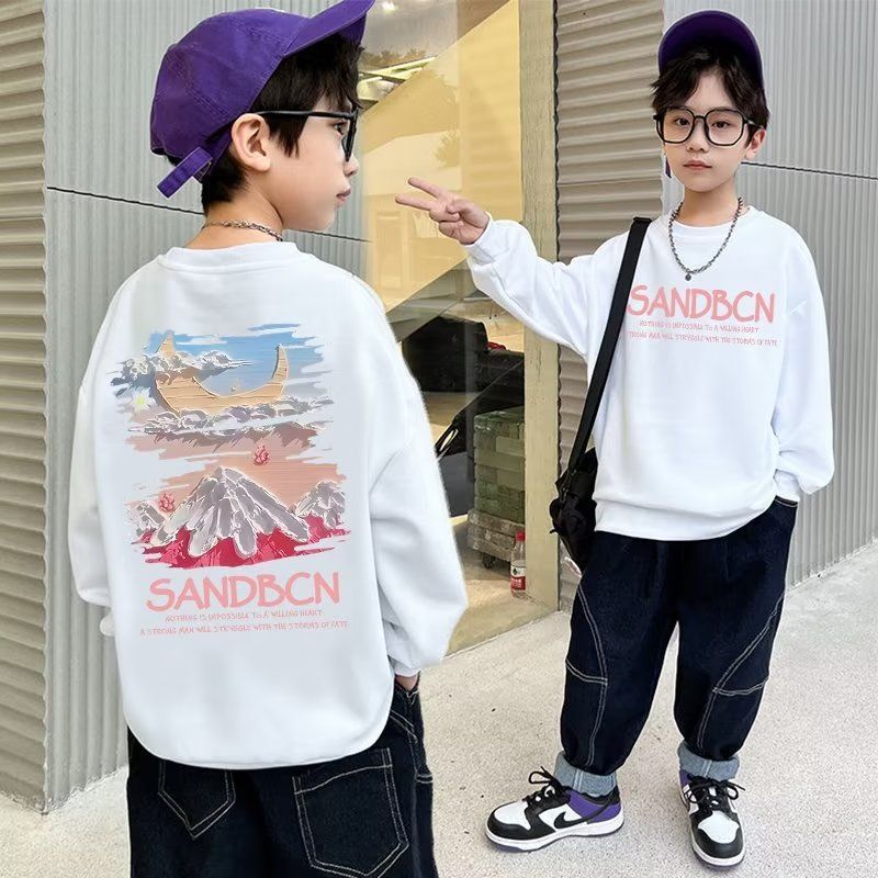  New Boys Autumn Clothes Spring Autumn  New Boys Long Sleeve Autumn Boys Big Children Children's Tops Fashionable