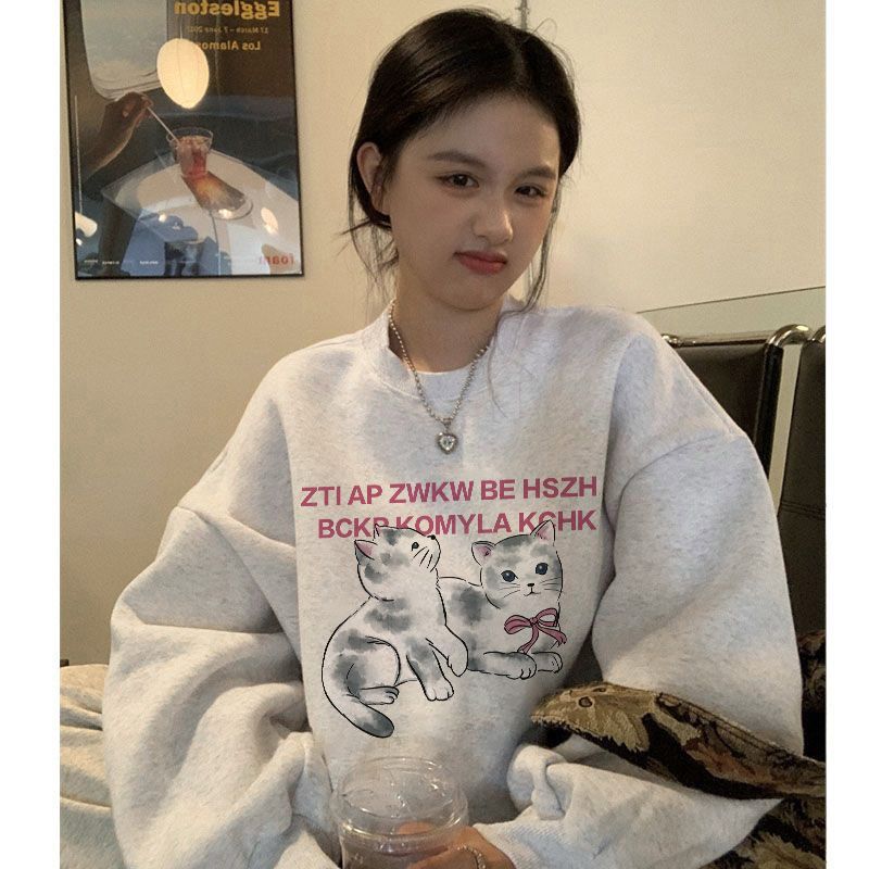 100%重磅純棉衛衣女中長款外套2023春秋薄款長袖寬鬆設計感上衣