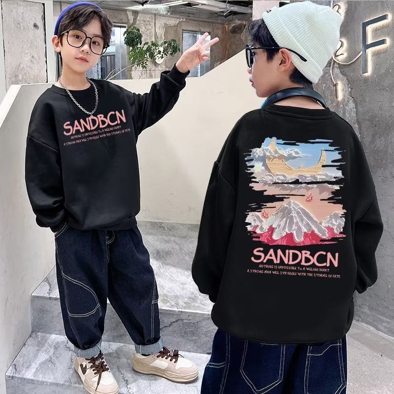  New Boys Autumn Clothes Spring Autumn  New Boys Long Sleeve Autumn Boys Big Children Children's Tops Fashionable