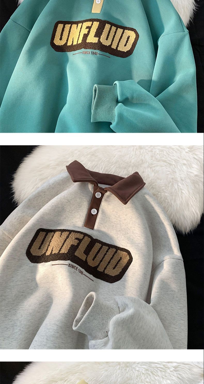 Herren Polo Sweatshirt Bestickt Locker Geschnitten Für Den Herbst_voghion.com