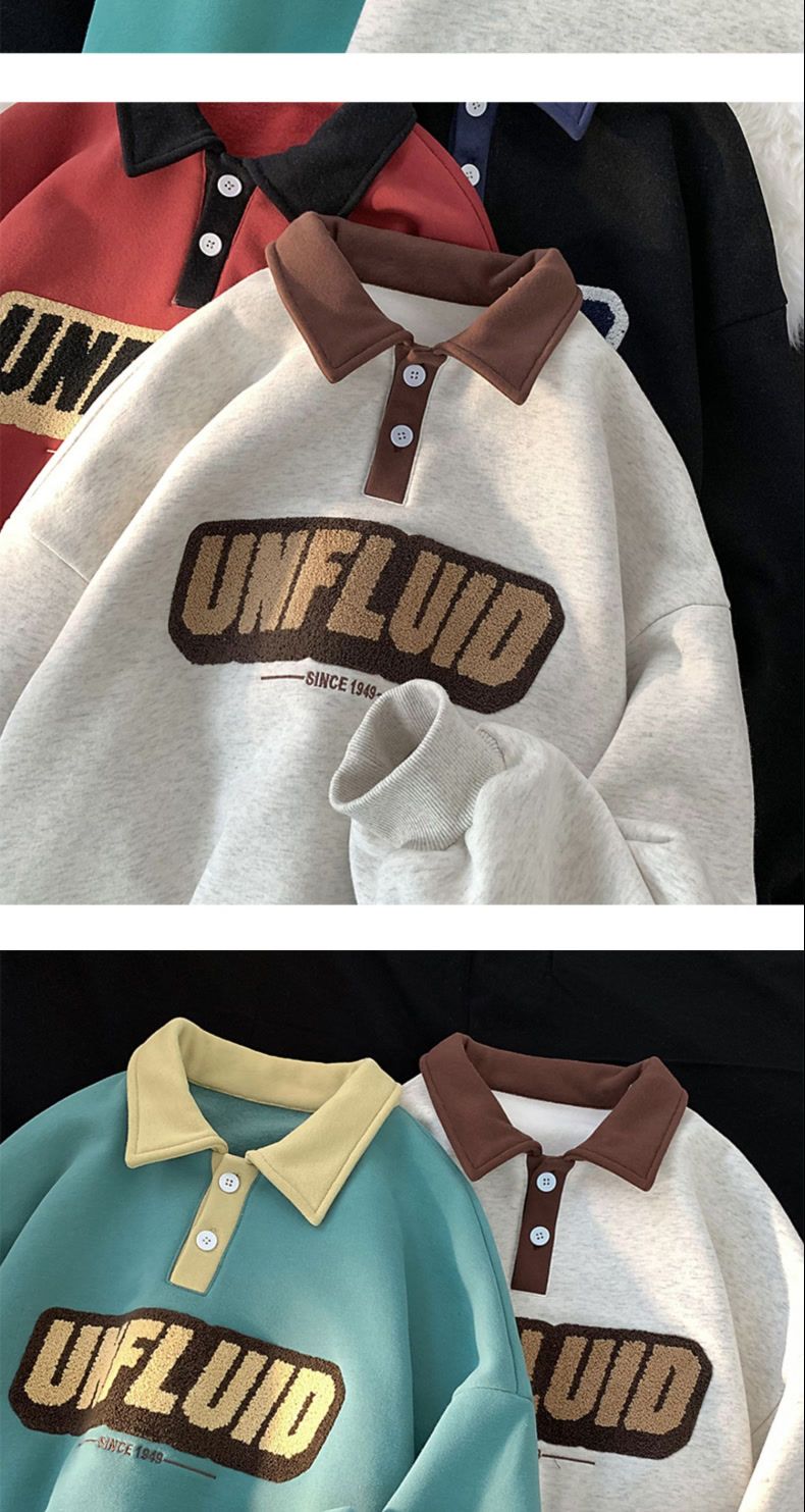 Herren Polo Sweatshirt Bestickt Locker Geschnitten Für Den Herbst_voghion.com