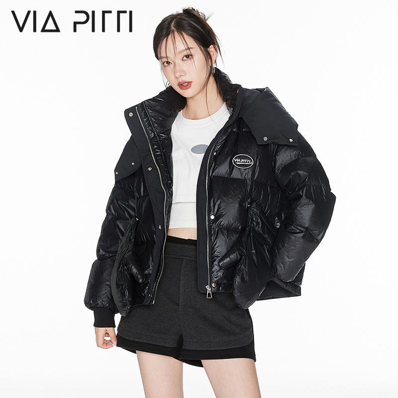 高級女神范棉衣棉服女手套可拆卸設計小眾新款短款連帽麵包服外套