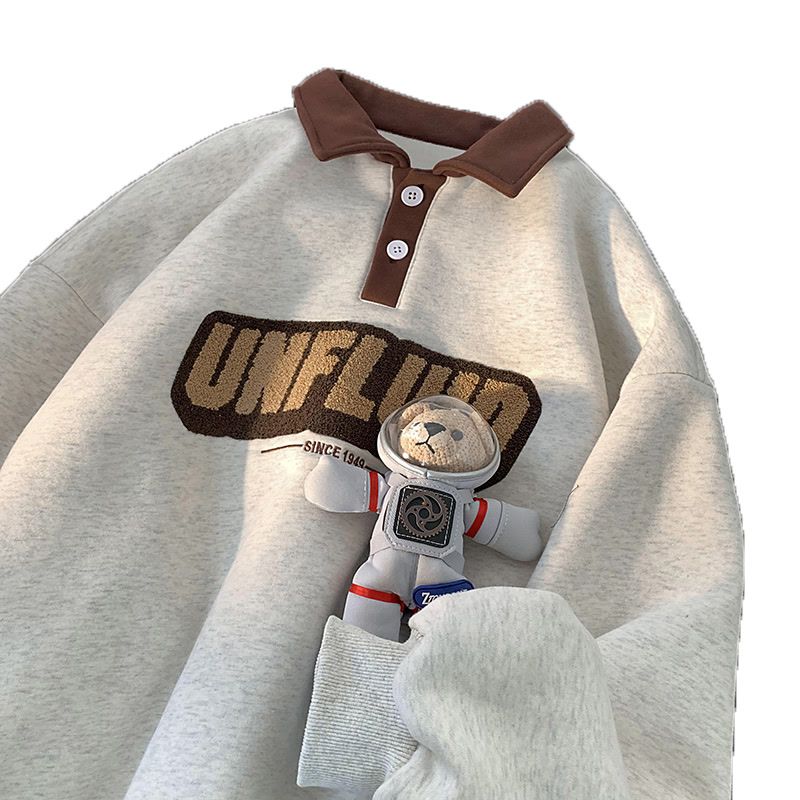 Amerikanischer bestickter Polo-Hoodie für Herren im Frühling und Herbst, trendiges Instagram, locker sitzende Reversjacke für Teenager_voghion.com