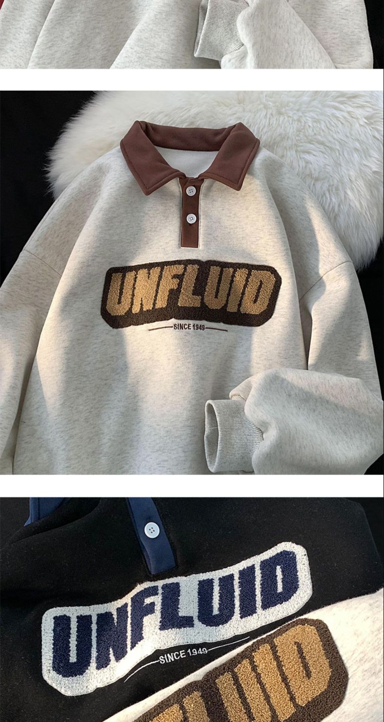 Herren Polo Sweatshirt Bestickt Locker Geschnitten Für Den Herbst_voghion.com