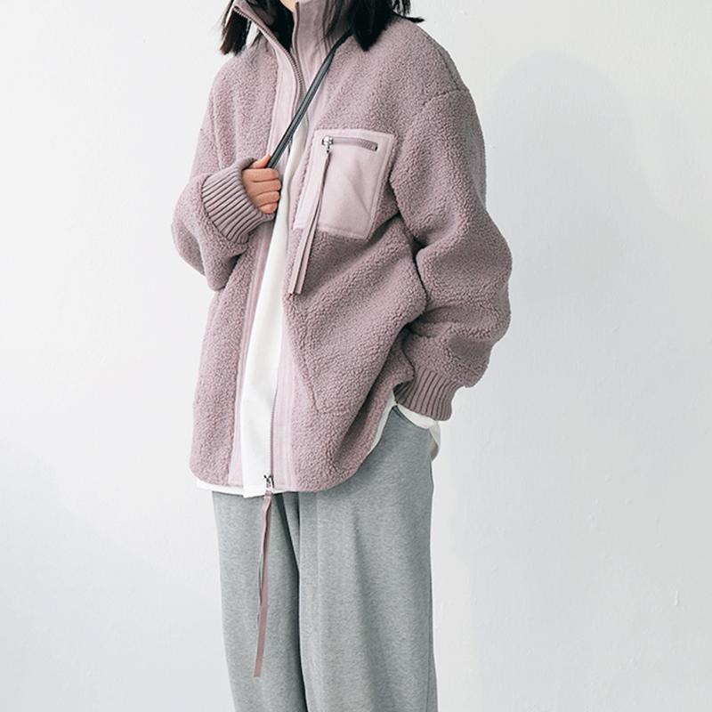 羊羔毛外套女秋冬百搭韓版寬鬆立領顆粒絨抗風機車服2023加厚棉衣