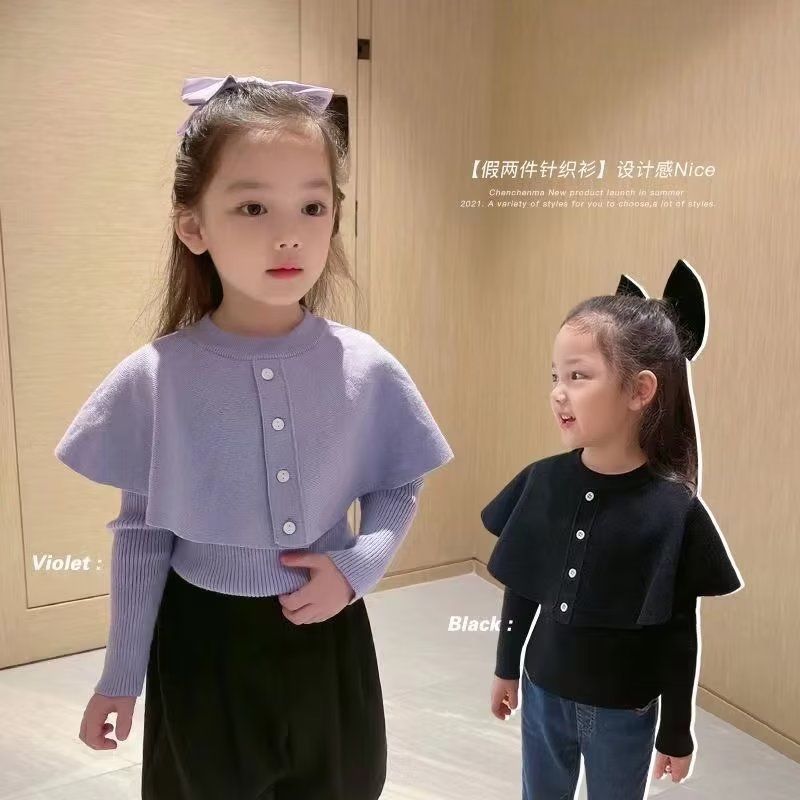 女童2022春裝新款小香風長袖毛衣洋氣韓版打底針織衫兒童上衣時髦