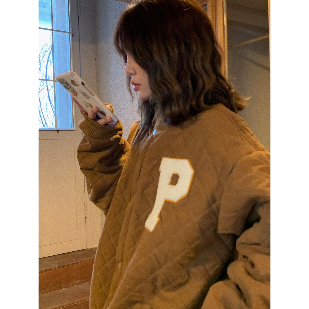 復古寬鬆加厚棉服女秋冬寬鬆加厚夾棉上衣小眾oversize棒球服外套