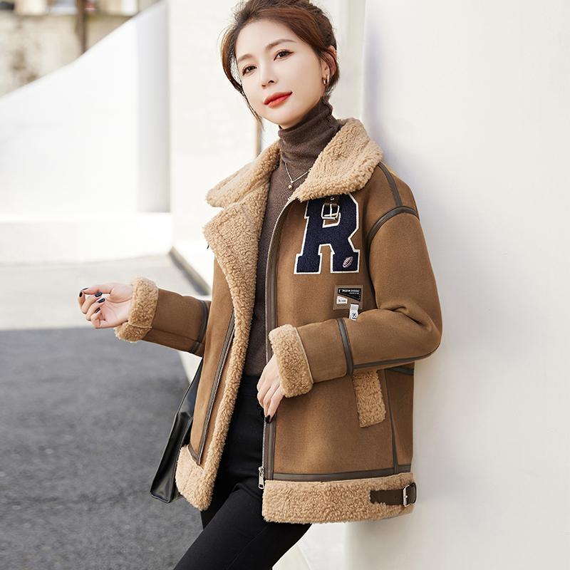 High-end fur all-in-one jacket for women winter 2023 new velvet Korean style thickened casual loose jacket trendy