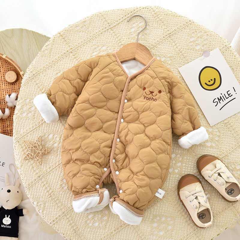 婴儿衣服加棉加厚面包服秋冬季宝宝连体衣保暖薄棉衣新生儿外出服