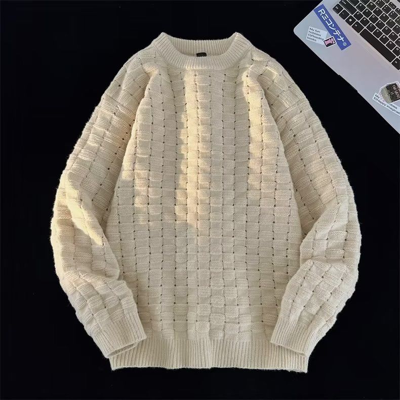 Sweater men's winter Japanese style niche lazy style loose western style couple sweater men's thickened Maillard outer wear