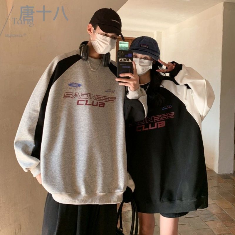 情侶裝2023新款ins機車服oversize衛衣春秋季男女2023寬鬆國潮牌