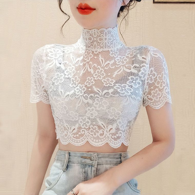 蕾絲假領子女百搭假領打底衫女半截網紗2023秋冬新款內搭鏤空上衣