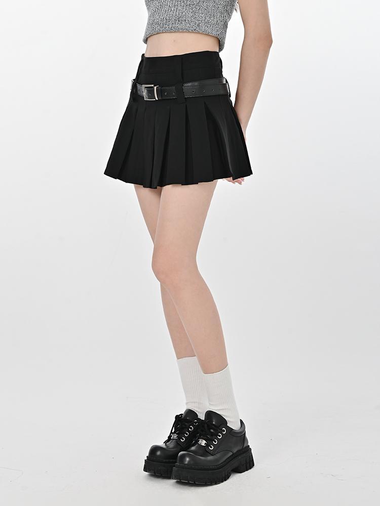 黑色半身裙女夏季大碼胖mm百褶裙灰色半裙a字裙jk短裙小個子裙子