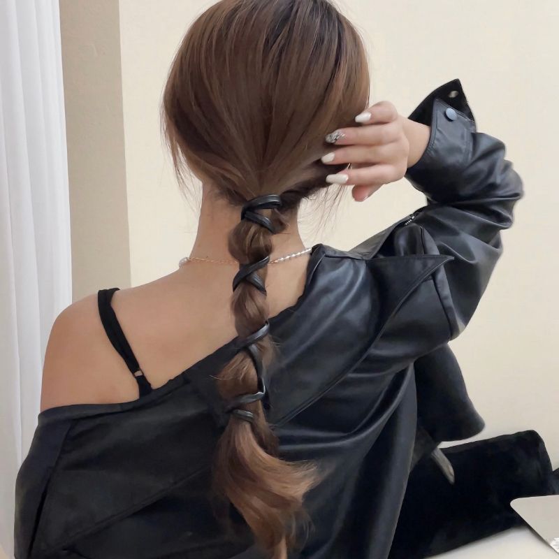 Internet celebrity leather headband high-end low ponytail wire headband hair rope headband