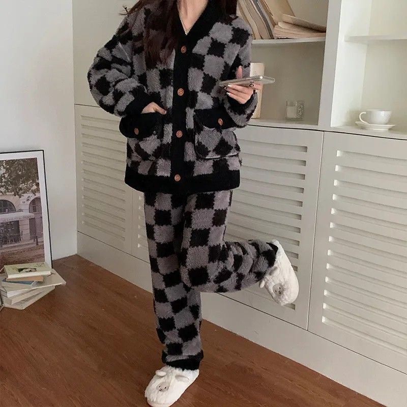 睡衣女秋冬季加厚加絨可愛珊瑚絨家居服冬天套裝2023年新款法蘭絨