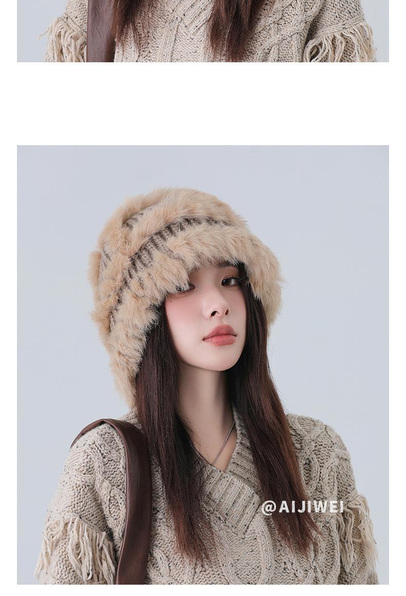 Cappello in maglia di pelo di coniglio donna invernale_voghion.com