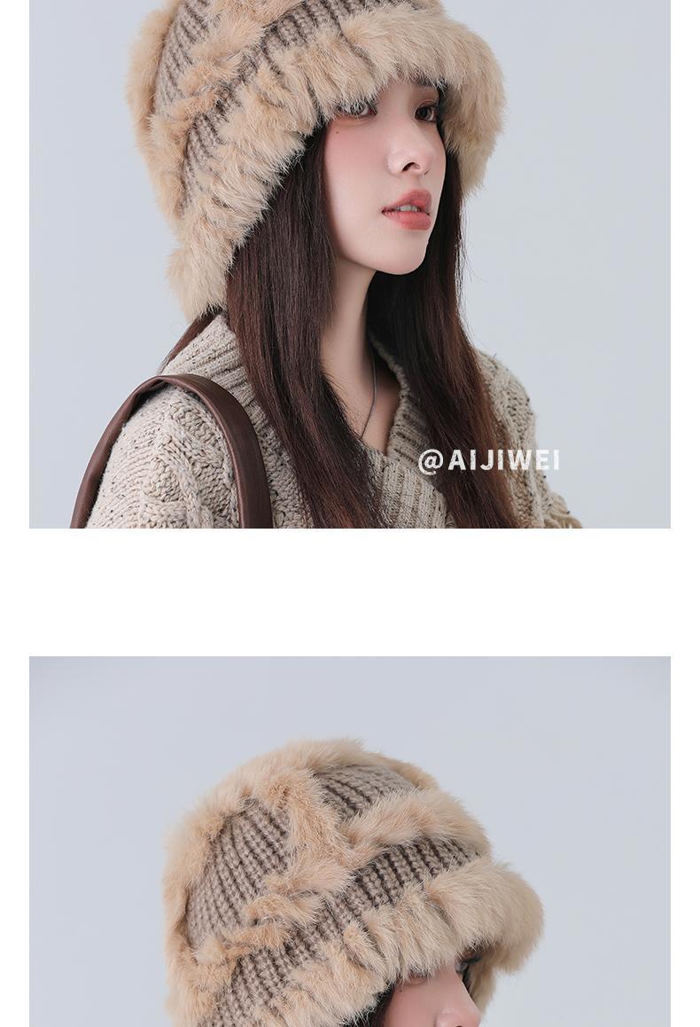 Cappello in maglia di pelo di coniglio donna invernale_voghion.com