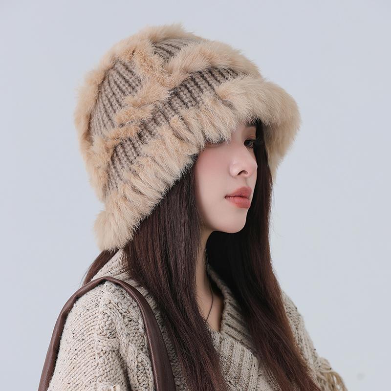 Cappello in maglia di pelo di coniglio donna invernale_voghion.com
