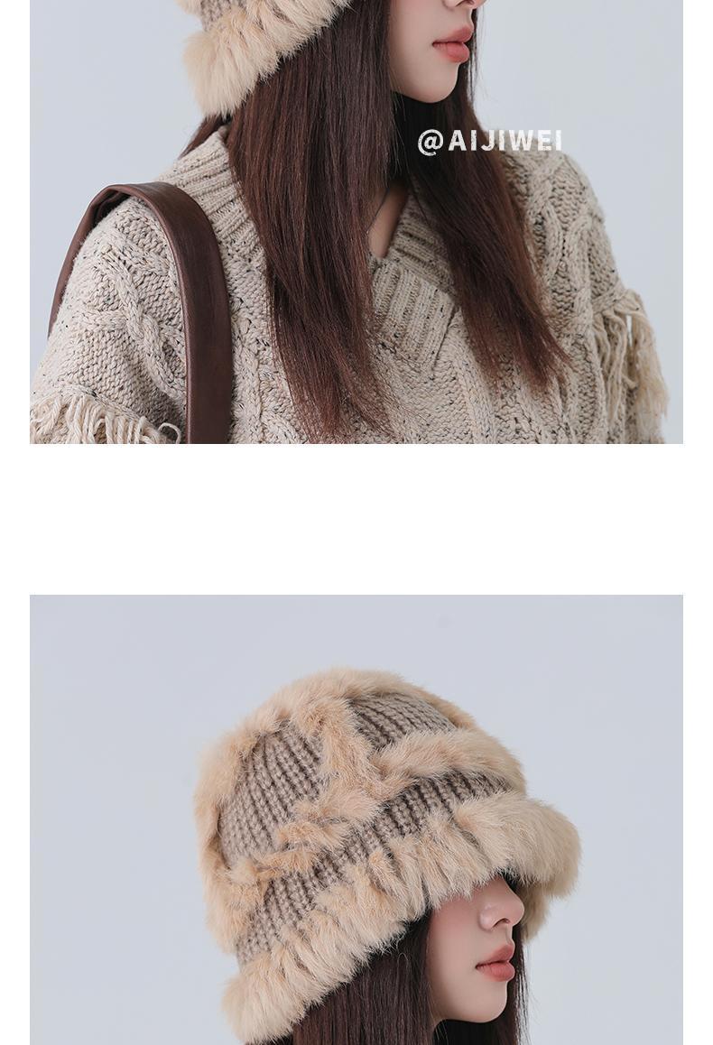 Cappello in maglia di pelo di coniglio donna invernale_voghion.com