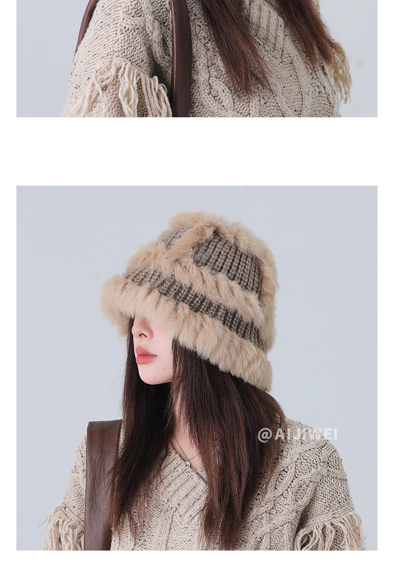 Cappello in maglia di pelo di coniglio donna invernale_voghion.com