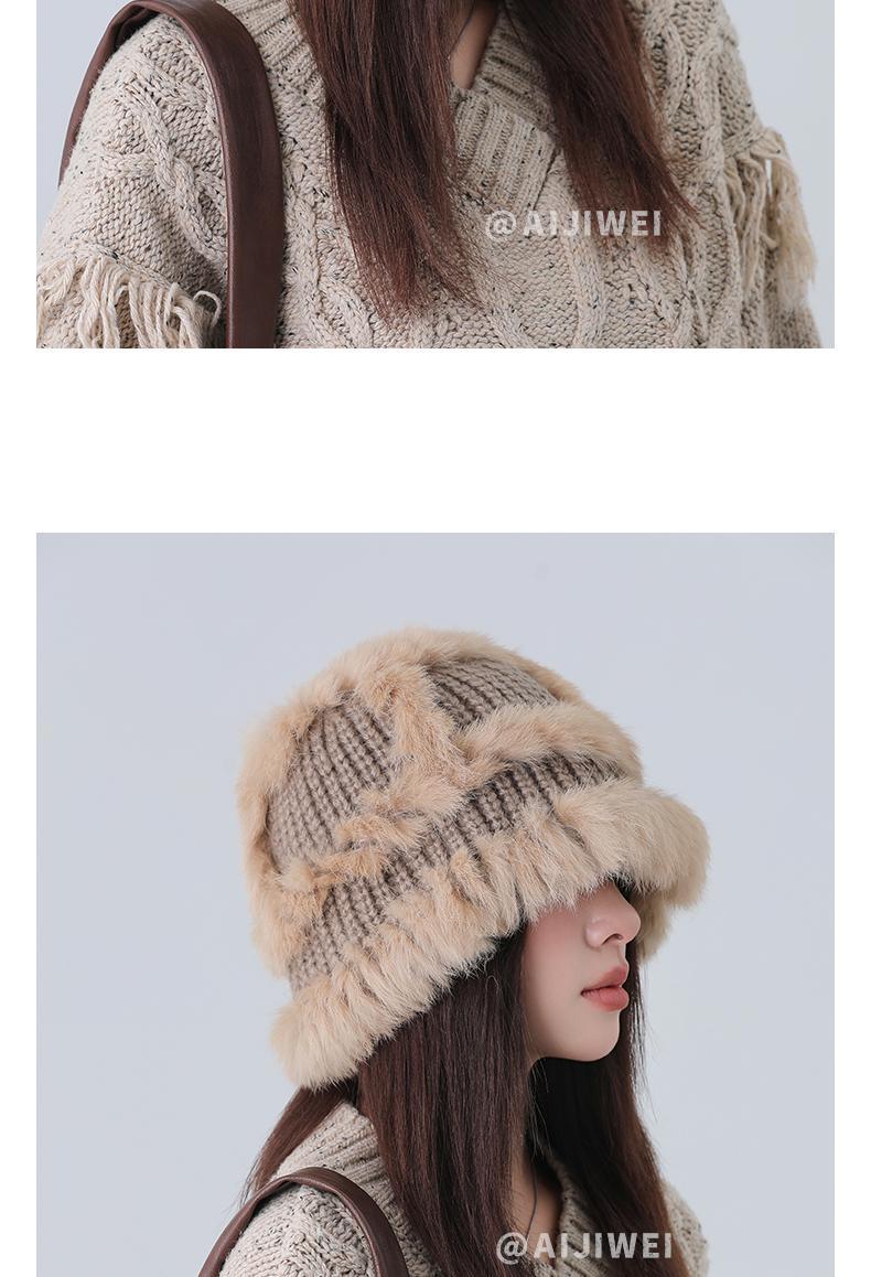 Cappello in maglia di pelo di coniglio donna invernale_voghion.com